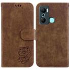 For Infinix Hot 12 Play Little Tiger Embossed Leather Phone Case(Brown) - 1