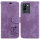 For Infinix Note 12 G96 / X670 Little Tiger Embossed Leather Phone Case(Purple) - 1