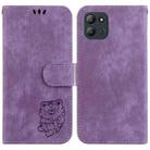 For Infinix Hot 11 2022 Little Tiger Embossed Leather Phone Case(Purple) - 1