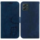 For Infinix Hot 11 2022 Little Tiger Embossed Leather Phone Case(Dark Blue) - 1