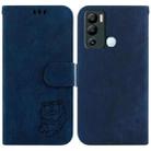 For Infinix Hot 12i Little Tiger Embossed Leather Phone Case(Dark Blue) - 1