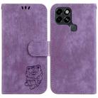 For Infinix Smart 6 Little Tiger Embossed Leather Phone Case(Purple) - 1