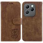 For Infinix Hot 40 / 40 Pro Little Tiger Embossed Leather Phone Case(Brown) - 1