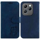 For Infinix Hot 40 / 40 Pro Little Tiger Embossed Leather Phone Case(Dark Blue) - 1