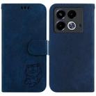 For Infinix Note 40 4G Little Tiger Embossed Leather Phone Case(Dark Blue) - 1