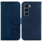 For Infinix Hot 50 4G Little Tiger Embossed Leather Phone Case(Dark Blue) - 1