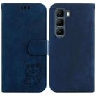 For Infinix Hot 50 5G Little Tiger Embossed Leather Phone Case(Dark Blue) - 1
