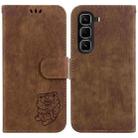For Infinix Hot 50 Pro 4G Little Tiger Embossed Leather Phone Case(Brown) - 1