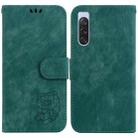 For Sony Xperia 10 V Little Tiger Embossed Leather Phone Case(Green) - 1
