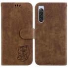 For Sony Xperia 10 V Little Tiger Embossed Leather Phone Case(Brown) - 1