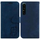 For Sony Xperia 1 IV Little Tiger Embossed Leather Phone Case(Dark Blue) - 1