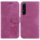 For Sony Xperia 1 IV Little Tiger Embossed Leather Phone Case(Rose Red) - 1