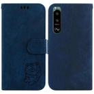 For Sony Xperia 5 III Little Tiger Embossed Leather Phone Case(Dark Blue) - 1