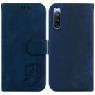 For Sony Xperia 10 III Little Tiger Embossed Leather Phone Case(Dark Blue) - 1
