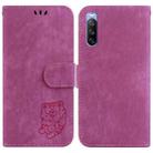 For Sony Xperia 10 III Little Tiger Embossed Leather Phone Case(Rose Red) - 1