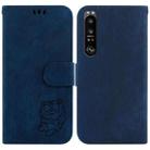 For Sony Xperia 1 III Little Tiger Embossed Leather Phone Case(Dark Blue) - 1
