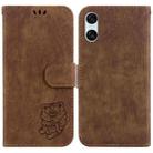 For Sony Xperia 10 VI Little Tiger Embossed Leather Phone Case(Brown) - 1