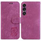 For Sony Xperia 1 VII Little Tiger Embossed Leather Phone Case(Rose Red) - 1