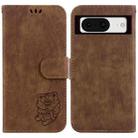 For Google Pixel 8 Little Tiger Embossed Leather Phone Case(Brown) - 1
