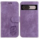 For Google Pixel 7 Little Tiger Embossed Leather Phone Case(Purple) - 1