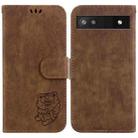 For Google Pixel 6a Little Tiger Embossed Leather Phone Case(Brown) - 1