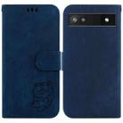 For Google Pixel 6a Little Tiger Embossed Leather Phone Case(Dark Blue) - 1