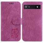 For Google Pixel 6a Little Tiger Embossed Leather Phone Case(Rose Red) - 1