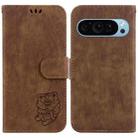 For Google Pixel 9 Pro Little Tiger Embossed Leather Phone Case(Brown) - 1