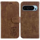 For Google Pixel 9 Little Tiger Embossed Leather Phone Case(Brown) - 1