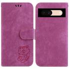 For Google Pixel 8a Little Tiger Embossed Leather Phone Case(Rose Red) - 1