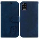 For LG K52 / K62 / Q52 Little Tiger Embossed Leather Phone Case(Dark Blue) - 1