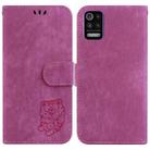 For LG K52 / K62 / Q52 Little Tiger Embossed Leather Phone Case(Rose Red) - 1