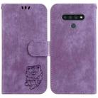 For LG Stylo 6 / K71 Little Tiger Embossed Leather Phone Case(Purple) - 1