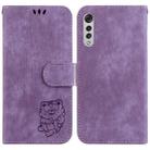 For LG Velvet 4G / 5G / G9 Little Tiger Embossed Leather Phone Case(Purple) - 1