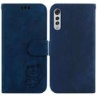 For LG Velvet 4G / 5G / G9 Little Tiger Embossed Leather Phone Case(Dark Blue) - 1