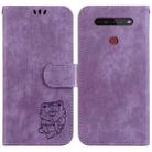 For LG K41S / K51S Little Tiger Embossed Leather Phone Case(Purple) - 1