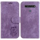 For LG K61 Little Tiger Embossed Leather Phone Case(Purple) - 1