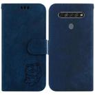 For LG K61 Little Tiger Embossed Leather Phone Case(Dark Blue) - 1