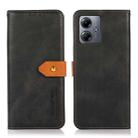 For Motorola Moto G14 4G KHAZNEH Dual-color Cowhide Texture Flip Leather Phone Case(Black) - 1