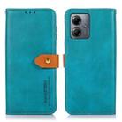 For Motorola Moto G14 4G KHAZNEH Dual-color Cowhide Texture Flip Leather Phone Case(Blue) - 1