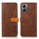 For Motorola Moto G14 4G KHAZNEH Dual-color Cowhide Texture Flip Leather Phone Case(Brown) - 1