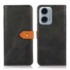 For Motorola Moto G04 / G24 KHAZNEH Dual-color Cowhide Texture Flip Leather Phone Case(Black) - 1