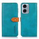 For Motorola Moto G04 / G24 KHAZNEH Dual-color Cowhide Texture Flip Leather Phone Case(Blue) - 1