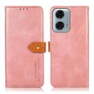 For Motorola Moto G04 / G24 KHAZNEH Dual-color Cowhide Texture Flip Leather Phone Case(Rose Gold) - 1