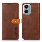 For Motorola Moto G04 / G24 KHAZNEH Dual-color Cowhide Texture Flip Leather Phone Case(Brown) - 1