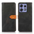 For Motorola Edge 50 Pro KHAZNEH Dual-color Cowhide Texture Flip Leather Phone Case(Black) - 1