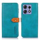 For Motorola Edge 50 Pro KHAZNEH Dual-color Cowhide Texture Flip Leather Phone Case(Blue) - 1