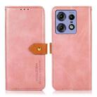 For Motorola Edge 50 Pro KHAZNEH Dual-color Cowhide Texture Flip Leather Phone Case(Rose Gold) - 1