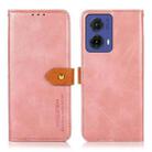 For Motorola Moto G85 KHAZNEH Dual-color Cowhide Texture Flip Leather Phone Case(Rose Gold) - 1