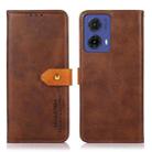 For Motorola Moto G85 KHAZNEH Dual-color Cowhide Texture Flip Leather Phone Case(Brown) - 1